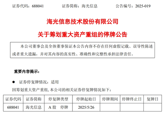 正规炒股配资 重磅！688041、603019，拟合并重组